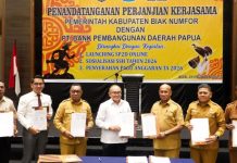 Pemkab Biak Numfor dan Bank Papua Tandatangani Beberapa Perjanjian Kerjasama